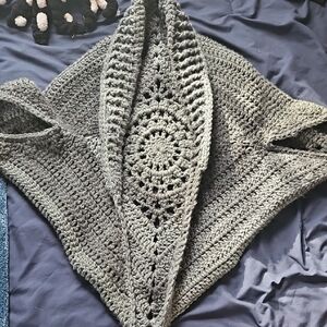 Elegant Gray Crochet Poncho